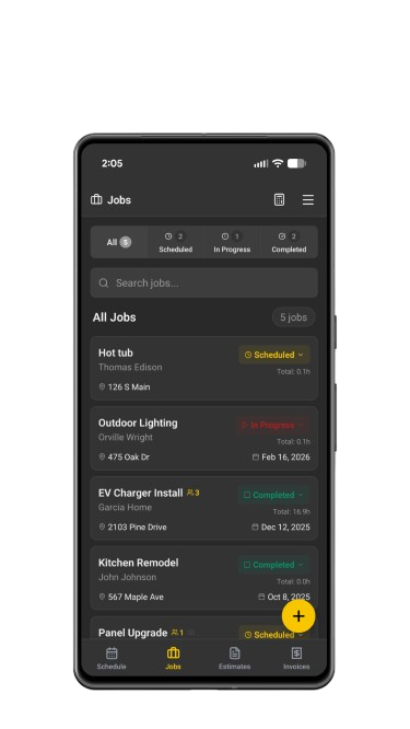 Job Management screen